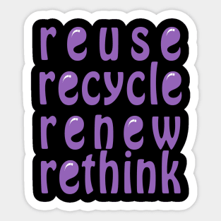 Recycle Reuse Renew Rethink Typography Design Sticker